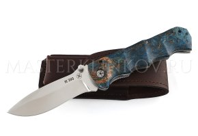 Нож складной из стали М390 - 007 Зубр, рукоять - карельская береза, под пальцы