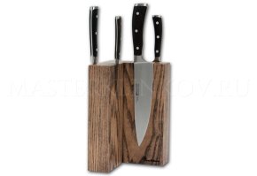 Угловая магнитная подставка для 6 ножей из ясеня, покрытие - натуральное масло в цвет венге