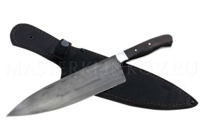 Нож кухонный из дамасской стали Шеф-повар №1, клинок - 200мм, венге