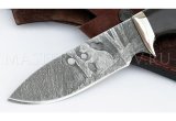 Нож из дамасской стали Бобр,вырубка, рукоять - черный граб, мельхиор