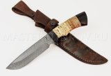 Нож из дамасской стали Лорд, рукоять черный граб, береста