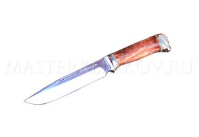 Нож из порошковой стали М390 Тапир, рукоять - карельская береза, мельхиор
