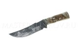 Нож из дамасской стали Восток, гравировка, рукоять - рог лося, выжигание