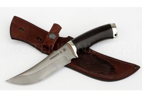 Нож из порошковой стали Vanadis 10 Восток, рукоять — черный граб,  литье  мельхиор