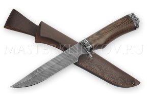 Нож из дамасской стали Судак, рукоять - венге, литье