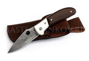 Нож складной из дамасской стали Дельфин, рукоять - венге