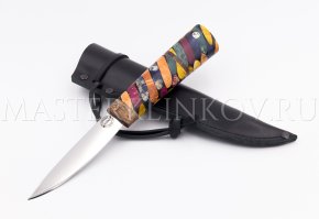 Нож из стали Х12МФ Якут средний Калейдоскоп, рукоять - карельская береза, акрил