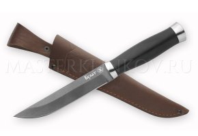Нож из булатной стали «Лань», рукоять — черный граб, мельхиор