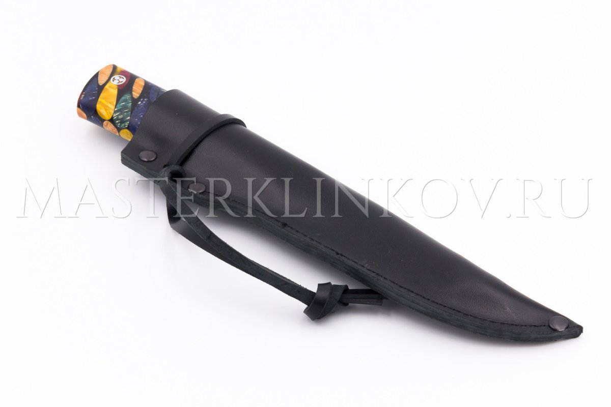 Нож из стали Х12МФ Якут средний Калейдоскоп, рукоять - карельская береза, акрил