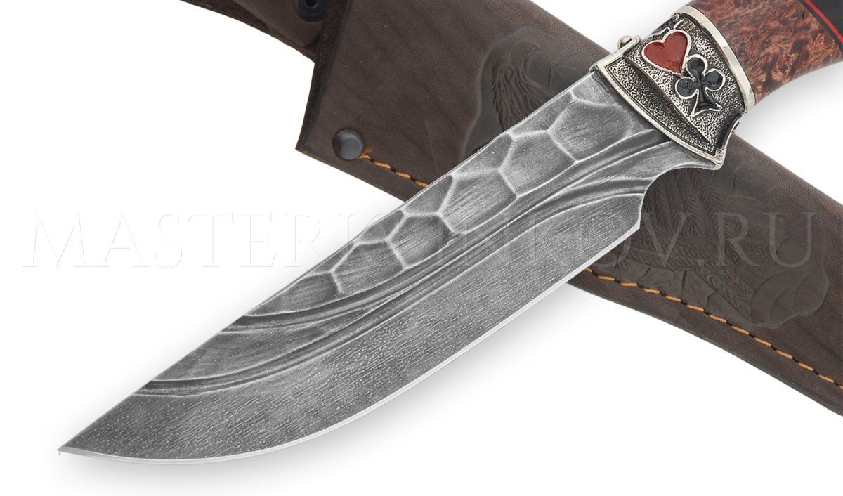 Нож из булатной стали Игрок, долы, камень