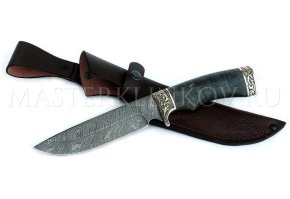 Нож из дамасской стали Лорд, рукоять-стабилизированная карельская береза, литье