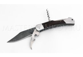 Нож складной из дамасской стали Хищник-2, трехпредметный, рукоять - венге