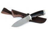 Нож из порошковой стали Vanadis 10 Бобр, рукоять — черный граб,  литье мельхиор