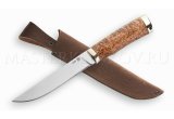 Нож из порошковой стали М390 Лань, рукоять - карельская береза, мельхиор