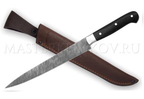 Нож филейный кованый из дамасской стали, 200 мм, рукоять - венге
