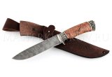 Нож из дамасской стали Клык, рукоять - карельская береза, литье