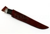 Нож из порошковой стали Vanadis 10 Осетр, рукоять — черный граб, резьба, литье