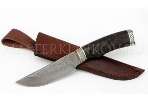 Нож из стали Р12М быстрорез Егерь, рукоять - черный граб, резьба, литье