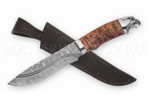 Нож из дамасской стали Беркут, рукоять - карельская береза, литье