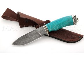 Нож Бобр торцевой дамаск, стабилизированный граб, литье
