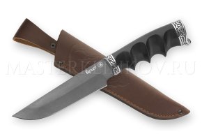 Нож из булатной стали «Медведь», рукоять - черный граб под пальцы, литье