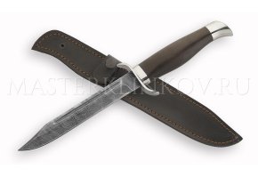 Нож Разведчика из дамасской стали НР, рукоять - черный граб