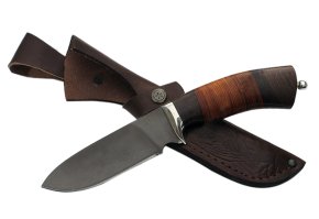 Нож из булатной стали Бобр, рукоять - венге, кожа