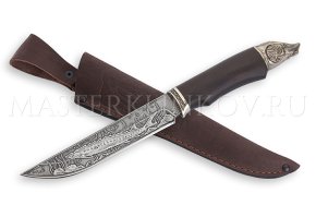 Нож из алмазной стали Осетр, гравировка, рукоять - граб, литье