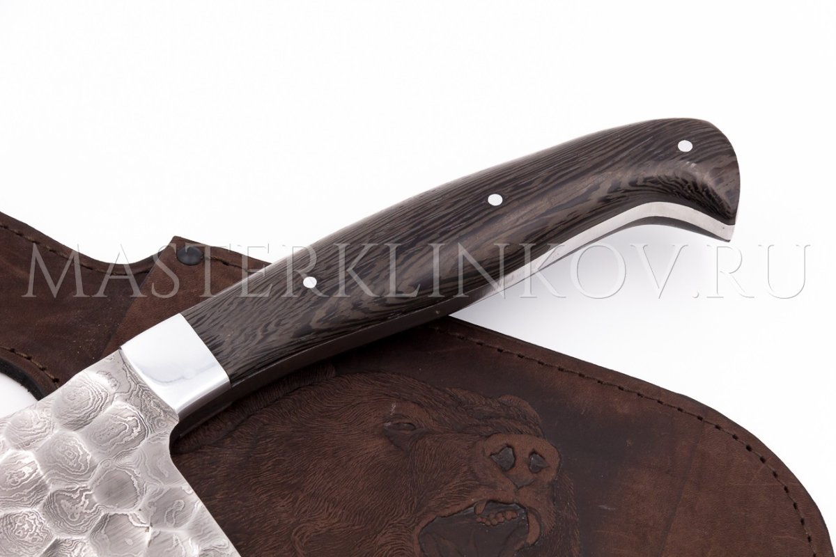 Тяпка цельнометаллическая из дамасской стали, оформление - камень