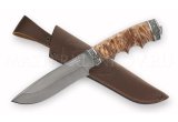 Нож из порошковой стали Vanadis 10 Волк, рукоять под пальцы — карельская береза,  литье