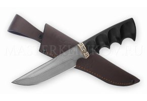 Нож из порошковой стали Vanadis 10 Золотоискатель, рукоять под пальцы  — черный граб