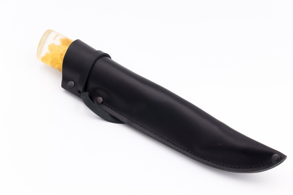 Нож из стали Х12МФ Якут средний, рукоять - кап каштана, акрил