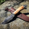 Нож из дамасской стали Егерь, рукоять - карельская береза, литье Тигр
