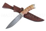 Нож из дамасской стали Лазутчик, рукоять береста, литье