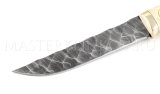 Нож из дамасской стали Лань, оформление клинка - камень, рукоять - рог лося, резьба