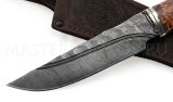 Нож из дамасской стали Медведь, долы, камень, рукоять - карельская береза, литье