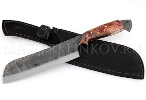 Тяпка цельнометаллическая из стали Х12МФ, рукоять - карельская береза