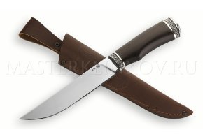 Нож из порошковой стали М390 Осетр, рукоять - черный граб, литье