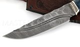 Нож из дамасской стали «Медведь», долы, камень, рукоять — карельская береза, литье