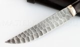 Нож из дамасской стали Осетр, камень, рукоять, ножны - черный граб, литье