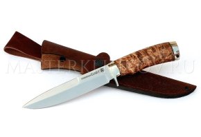 Нож из порошковой стали Elmax Пехотный, рукоять - карельская береза, мельхиор