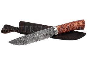 Нож из дамасской стали Акула, рукоять - карельская береза