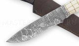 Нож из дамасской стали Беркут, ручная гравировка, рукоять - лосиный рог
