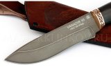 Нож из порошковой стали Vanadis 10 Беркут, рукоять — черный граб, литье бронза