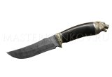 Нож из дамасской стали Восток, рукоять - черный граб, литье волк