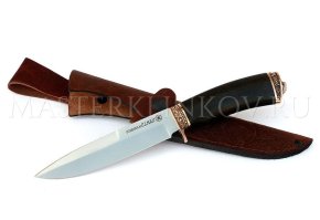 Нож из порошковой стали Elmax Пехотный, рукоять - черный граб, бронза