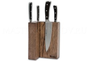 Угловая магнитная подставка для 8 ножей из ясеня, покрытие - натуральное масло в цвет венге