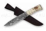 Нож из дамасской стали Беркут, ручная гравировка, рукоять - лосиный рог