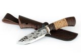 Нож из стали 9ХС Бобр, рукоять — венге с берестой