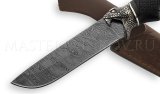 Нож из дамасской стали Глухарь, рукоять - черный граб, резьба Кобра